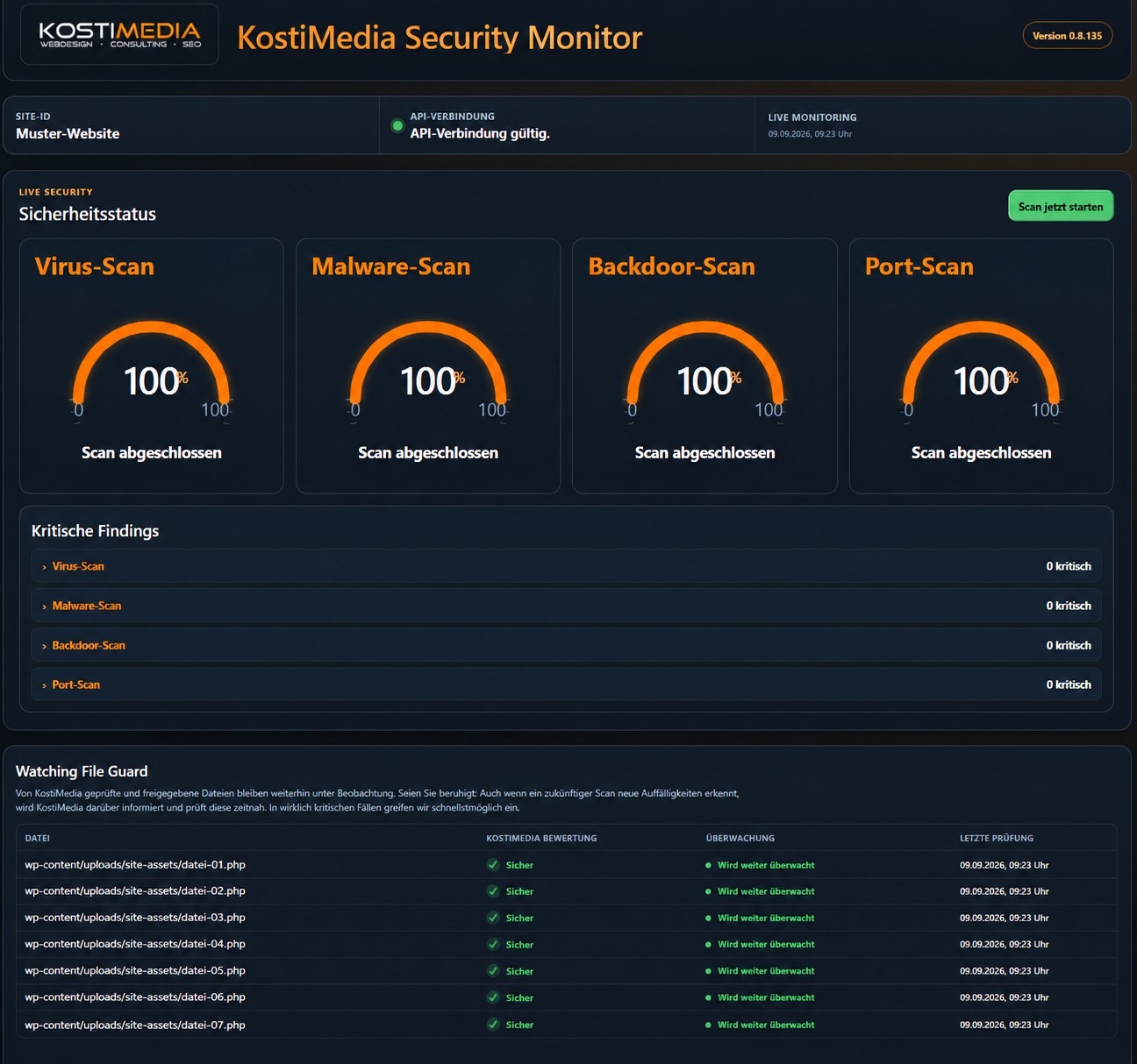 Sicherheits-Scans des KOSTIMEDIA Security Monitors