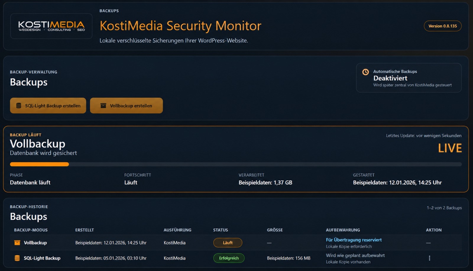 Kontrolle großer und fremder WordPress-Backup-Dateien